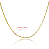 24k Real Necklace Plating 2mm Rat Tail Chain Necklace Female Wedding Anniversary