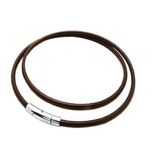 Brown Leather Chokers Necklaces Stainless Steel Clasp Gift
