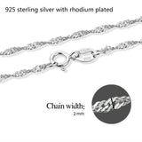 925 Sterling Silver Water Wave Chain Necklace Women Kids Girls 35cm-80cm