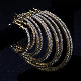 Large Crystal Round Hoop Earrings Cubic Zirconia Stud Earring