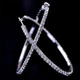 Large Crystal Round Hoop Earrings Cubic Zirconia Stud Earring