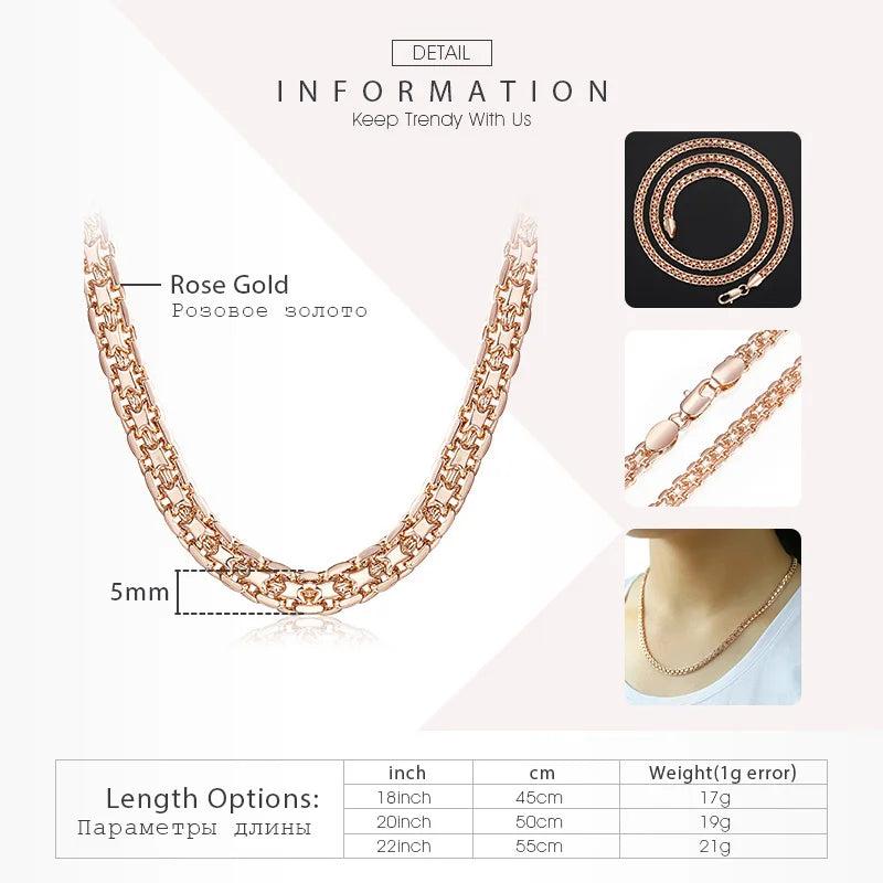 Rose Bismark Hammered Womens Necklaces Chain Cuban 45-55cm GN453