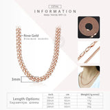 Rose Bismark Hammered Womens Necklaces Chain Cuban 45-55cm GN453