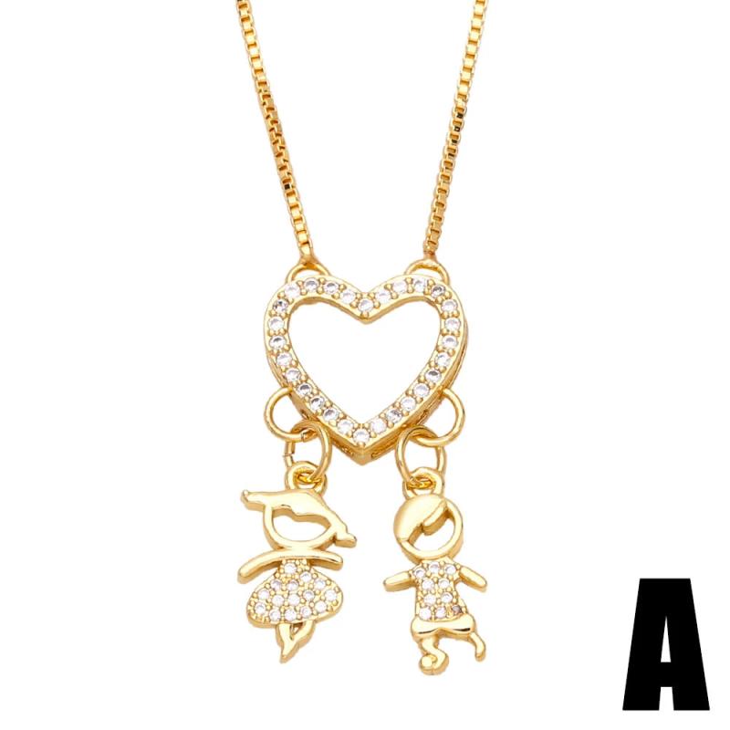 Copper Zircon Love Heart Necklace Crystal Jewelry