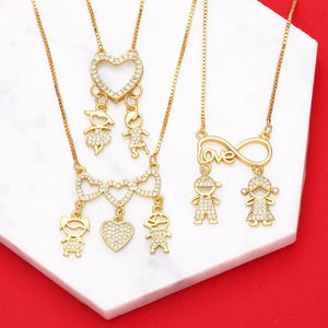 Copper Zircon Love Heart Necklace Crystal Jewelry