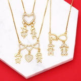 Copper Zircon Love Heart Necklace Crystal Jewelry
