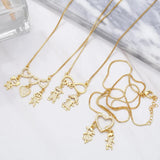 Copper Zircon Love Heart Necklace Crystal Jewelry