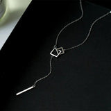 925 Silver Square Necklace Long Tassel Chain Birthday Gift