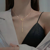 925 Silver Square Necklace Long Tassel Chain Birthday Gift