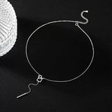 925 Silver Square Necklace Long Tassel Chain Birthday Gift