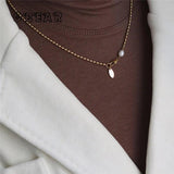 316L Stainless Steel Rice Pearls Necklace For Women