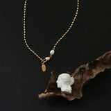 316L Stainless Steel Rice Pearls Necklace For Women