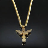 Stainless Steel Catholic Wings Jesus Pendant Necklace