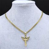 Stainless Steel Catholic Wings Jesus Pendant Necklace
