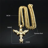 Stainless Steel Catholic Wings Jesus Pendant Necklace