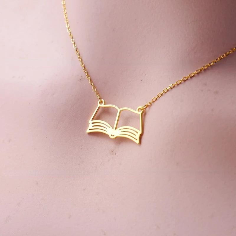 Antique Book Charm Pendant Necklace - Unique Library Souvenirs