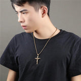 INRI Crucifix Jesus Pendant Necklace Stainless Steel Chain Vintage