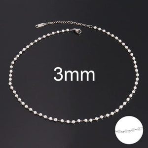 Stainless Steel Pearl Bead Chain Necklace for Women