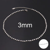 Stainless Steel Pearl Bead Chain Necklace for Women