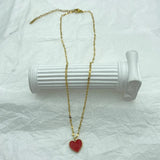 Plated Red Heart Pendant Stainless Steel Necklace for Women