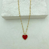 Plated Red Heart Pendant Stainless Steel Necklace for Women