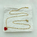 Plated Red Heart Pendant Stainless Steel Necklace for Women