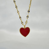 Plated Red Heart Pendant Stainless Steel Necklace for Women