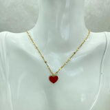 Plated Red Heart Pendant Stainless Steel Necklace for Women