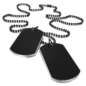 2 PCS Army Style Name Double Dog Tag Biker Chain Necklace Man