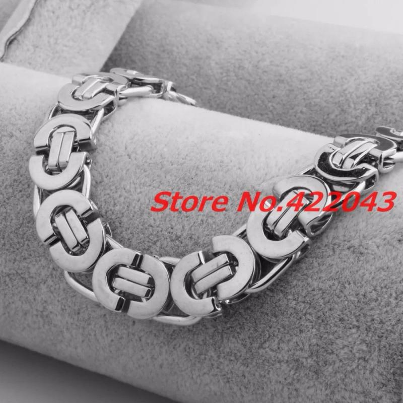 Men's Stainless Steel Byzantine Necklace 6/8/11mm Silver Polished Tone Flat