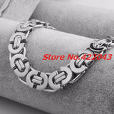Men's Stainless Steel Byzantine Necklace 6/8/11mm Silver Polished Tone Flat