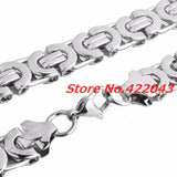 Men's Stainless Steel Byzantine Necklace 6/8/11mm Silver Polished Tone Flat