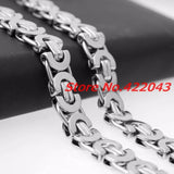 Men's Stainless Steel Byzantine Necklace 6/8/11mm Silver Polished Tone Flat