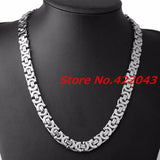 Men's Stainless Steel Byzantine Necklace 6/8/11mm Silver Polished Tone Flat
