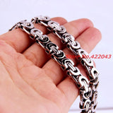 Men's Stainless Steel Byzantine Necklace 6/8/11mm Silver Polished Tone Flat