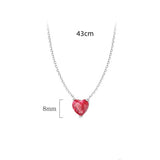 Crystal Red Heart Pendant Choker Necklace Silver 925 Clavicle Necklaces Female