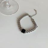 316L SS High-end Square Charm Thick Chain Bracelet Necklace