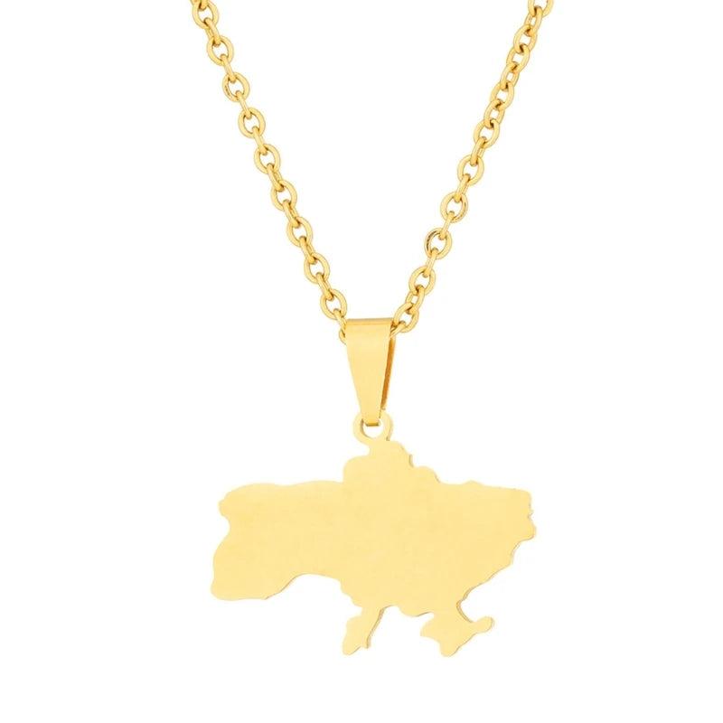 Ukraine Map Pendant Necklace for Women Girls Ukrainian Party Jewelry