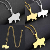 Ukraine Map Pendant Necklace for Women Girls Ukrainian Party Jewelry