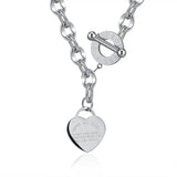 Love Heart Women's Stainless Steel Chocker Necklace Thick Chain Wedding Jewelry