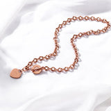 Love Heart Women's Stainless Steel Chocker Necklace Thick Chain Wedding Jewelry
