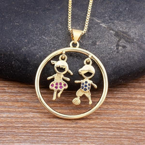 Personalized Heart Zircon Pendant Necklace Plated Family Birthday Jewelry