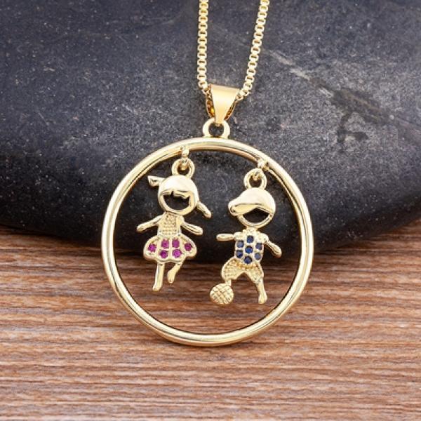 Personalized Heart Zircon Pendant Necklace Plated Family Birthday Jewelry