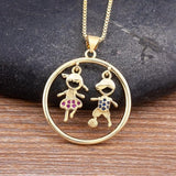 Personalized Heart Zircon Pendant Necklace Plated Family Birthday Jewelry