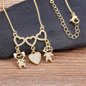 Personalized Heart Zircon Pendant Necklace Plated Family Birthday Jewelry