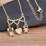 Personalized Heart Zircon Pendant Necklace Plated Family Birthday Jewelry