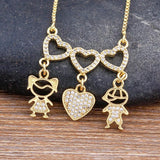 Personalized Heart Zircon Pendant Necklace Plated Family Birthday Jewelry