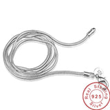 925 Silver 2mm Round Snake Chain Necklace for Women Men