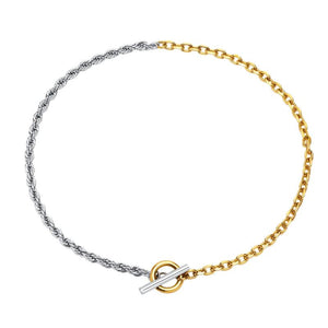 Stainless Steel Punk Rope Chain Toggle Clasp Necklace for Women