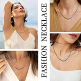 Stainless Steel Punk Rope Chain Toggle Clasp Necklace for Women